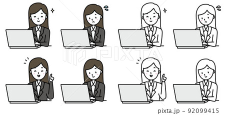 PC操作する女性ポーズいろいろ 92099415