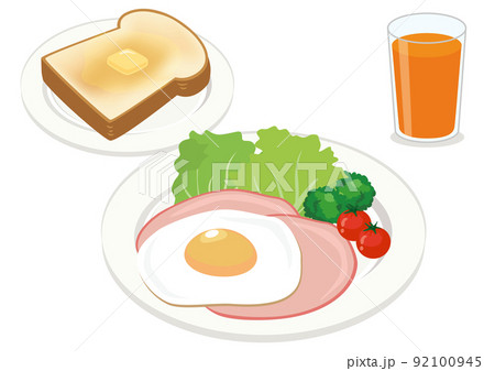 朝食/朝ごはん/洋食/ハムエッグ 朝食/朝ごはん/洋食/ハムエッグ 92100945