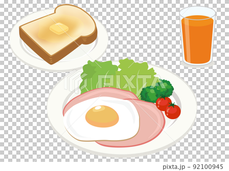 朝食/朝ごはん/洋食/ハムエッグ 朝食/朝ごはん/洋食/ハムエッグ 92100945