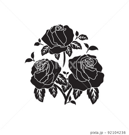 silhouette black motif rose flower blooming 92104236