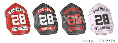 Firefighter fire department badge isolated on white. 92105574