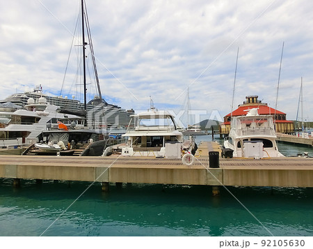 View of Yacht Haven Grande marina in St Thomas, USVI. 92105630