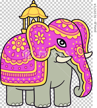 Kandy Esala Perahera elephant cartoon illustration 92105714