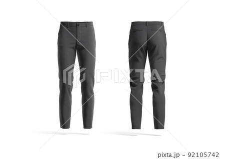 Blank black man pants mockup, front and back view 92105742