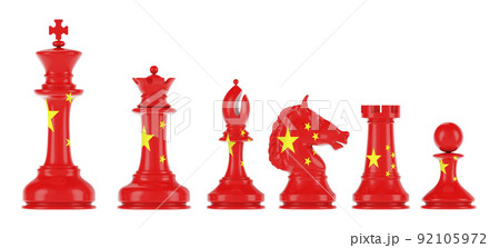 Chess figures with Chinese flag, 3D rendering 92105972