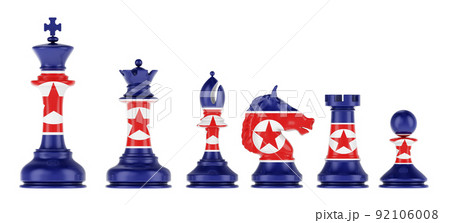 Chess figures with North Korean flag, 3D rendering 92106008