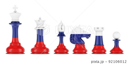 Chess figures with Russian flag, 3D rendering Chess figures with Russian flag, 3D rendering 92106012