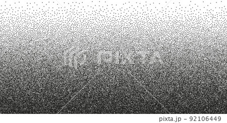 Stipple pattern, dotted geometric background. Stippling, dotwork drawing, shading using dots. Pixel disintegration, random halftone effect. White noise grainy texture. Vector illustration Stipple pattern, dotted geometric background. Stippling, dotwork drawing, shading using dots. Pixel disintegration, random halftone effect. White noise grainy texture. Vector illustration 92106449