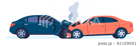 Road accident. Car crash. Smashed vehicle collision Road accident. Car crash. Smashed vehicle collision 92109091