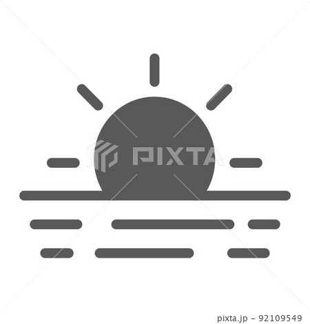 Sunset glyph icon, travel and tourism, sea sign vector graphics, a solid pattern on a white background, eps 10. Sunset glyph icon, travel and tourism, sea sign vector graphics, a solid pattern on a white background, eps 10. 92109549