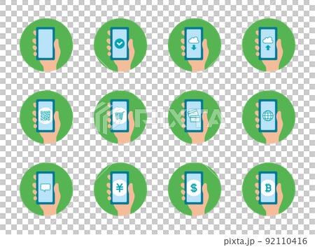 Icon_Smartphone_Hand_Set_No main line_Green background_Circle Icon_Smartphone_Hand_Set_No main line_Green background_Circle 92110416
