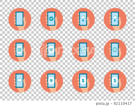 Icon_Smartphone_Hand_Set_No main line_Red back_Circle 92110417