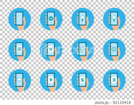 Icon_Smartphone_Hand_Set_No main line_Blue background_Circle 92110418
