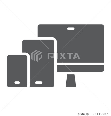 Responsive glyph icon, computer and laptop, devices sign vector graphics, a solid pattern on a white background, eps 10. 92110967