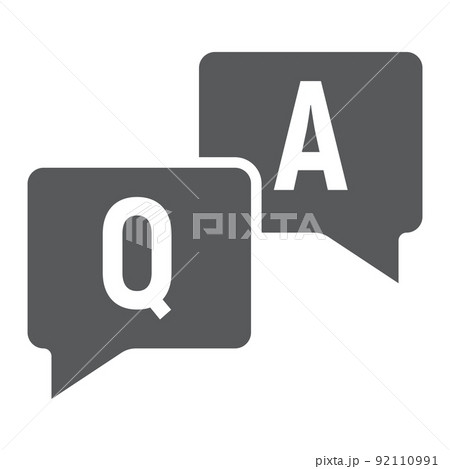 Question and answer glyph icon, e learning and education, speech bubble chat sign vector graphics, a solid pattern on a white background, eps 10. Question and answer glyph icon, e learning and education, speech bubble chat sign vector graphics, a solid pattern on a white background, eps 10. 92110991