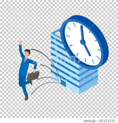 定時退社に喜ぶ男性 92113115