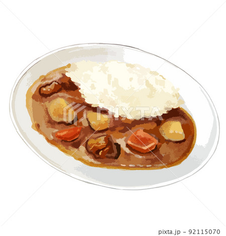 シンプル　カレーライス　水彩風 92115070
