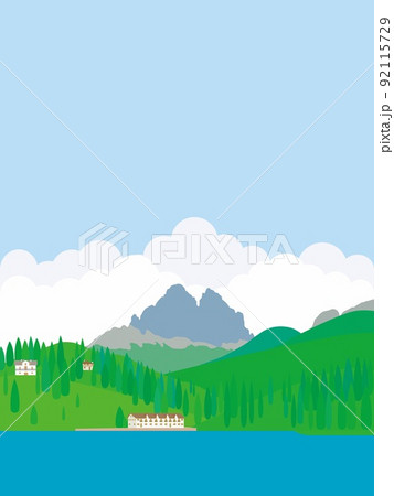 ミズリーナ湖　lago　di　misurina　トレ・チーメ・ディ・ラヴァレード　ドロミーティ 92115729