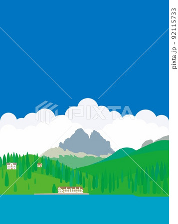 ミズリーナ湖　lago　di　misurina　トレ・チーメ・ディ・ラヴァレード　ドロミーティ 92115733