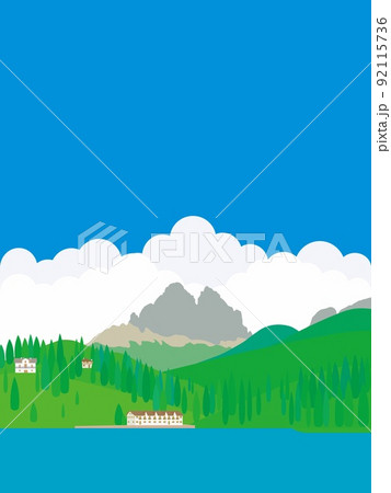 ミズリーナ湖　lago　di　misurina　トレ・チーメ・ディ・ラヴァレード　ドロミーティ 92115736