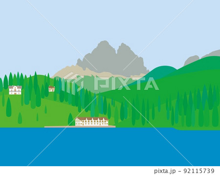 ミズリーナ湖　lago　di　misurina　トレ・チーメ・ディ・ラヴァレード　ドロミーティ 92115739