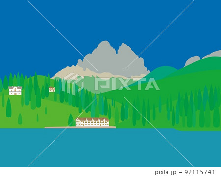 ミズリーナ湖 lago di misurina トレ・チーメ・ディ・ラヴァレード ドロミーティ ミズリーナ湖 lago di misurina トレ・チーメ・ディ・ラヴァレード ドロミーティ 92115741