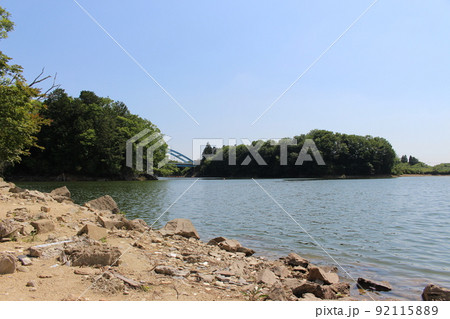 青野ダム 千丈寺湖 湖畔の景観 青野ダム 千丈寺湖 湖畔の景観 92115889