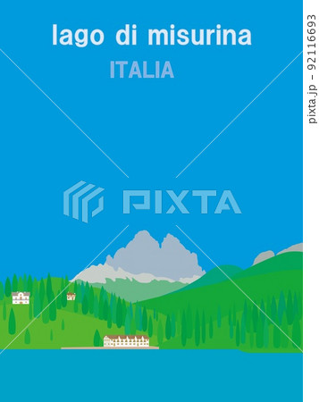 ミズリーナ湖　lago　di　misurina　トレ・チーメ・ディ・ラヴァレード　ドロミーティ 92116693