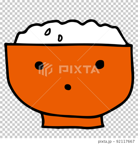 ご飯を少なめに盛った茶碗  イラスト 92117667