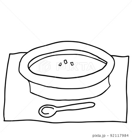美味しそうなスープの線画イラスト 美味しそうなスープの線画イラスト 92117984