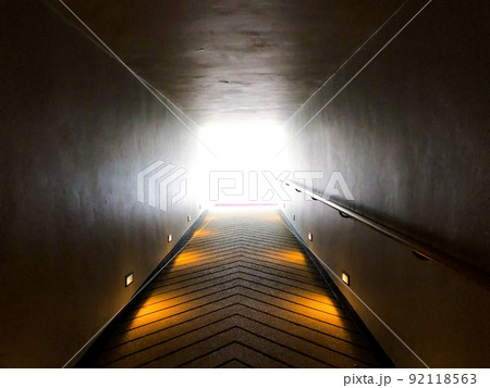 walk way and hand holder beside forward to the light exit or light of hope. 92118563