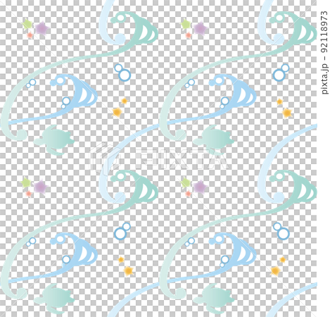Seamless pattern ・ Waves with turtles and star sand Seamless pattern ・ Waves with turtles and star sand 92118973