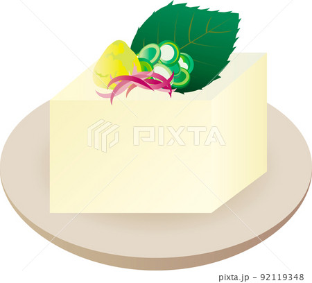 冷奴　豆腐　とうふ　食べ物　夏　日本食　日本料理　シンプル　イラスト素材 92119348
