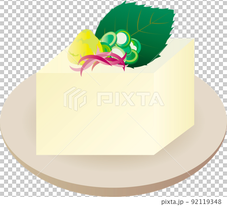 冷豆腐豆腐食物夏季日本料理日本料理簡單插圖素材 92119348