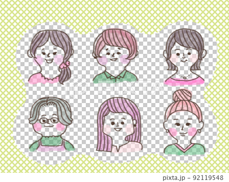 Illustrations of various types of cute women 92119548