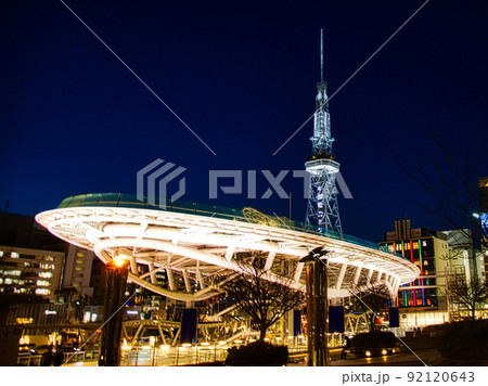 名古屋栄交差点のテレビ塔の夜景 92120643
