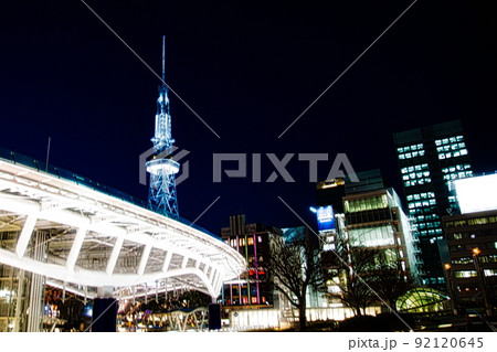 名古屋栄交差点のテレビ塔の夜景 92120645