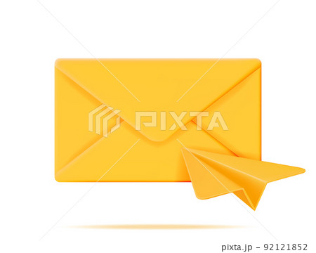 3D Mail Envelope and Paper Plane 92121852