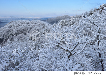 大小山の雪景色 大小山南側小ピークから樹氷越しに西側大坊山方面を見る 大小山の雪景色 大小山南側小ピークから樹氷越しに西側大坊山方面を見る 92122278