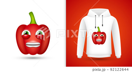 Red Bell Pepper on white sweatshirt hoodie. Vector Red Bell Pepper on white sweatshirt hoodie. Vector 92122644
