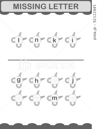 Missing letter with Scissor. Worksheet for kids 92122885
