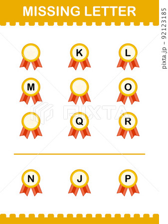 Missing letter with Award Medal. Worksheet for kids 92123185