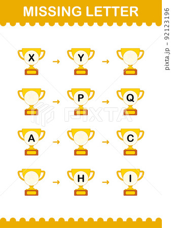 Missing letter with Trophy. Worksheet for kids 92123196