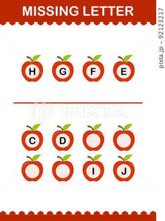 Missing letter with Apple. Worksheet for kids Missing letter with Apple. Worksheet for kids 92123217