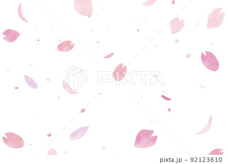 桜の花びら大小が描かれた水彩風な背景 ベクター 桜の花びら大小が描かれた水彩風な背景 ベクター 92123610