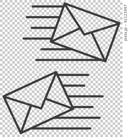 表示發送和接收帶有信封標記的電子郵件的圖標 92123997