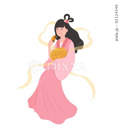 Beautiful woman in Chinese dress with moon... - Stock Illustration  [92124540] - PIXTA