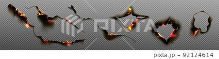 Burn paper holes and borders, burnt pages set 92124614
