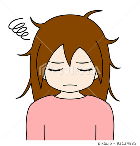 起きたら寝癖がヒドい女性のイラスト 92124835