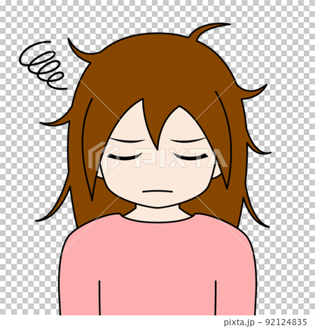 起きたら寝癖がヒドい女性のイラスト 92124835
